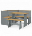 3 Piece Dining Set Honey Brown and Grey Solid Wood Pine