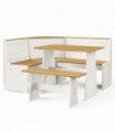 3 Piece Dining Set Honey Brown and White Solid Wood Pine