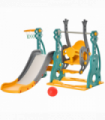 Swing and Slide Set Multi-colored PE 20.50 cm 3-IN-1 Kids with Basketball Hoop