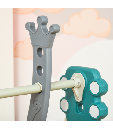 Swing and Slide Set Multi-colored PE 20.50 cm 3-IN-1 Kids with Basketball Hoop