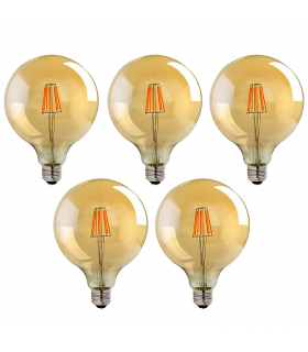 LED Dimmable Bulb 5 Pack E27 Vintage Amber Glass Warm White 2700K Light Bulbs