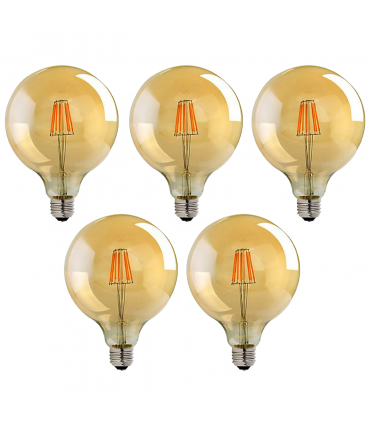 LED Dimmable Bulb 5 Pack E27 Vintage Amber Glass Warm White 2700K Light Bulbs