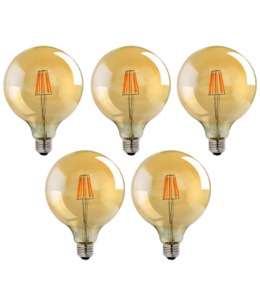 LED Dimmable Bulb 5 Pack E27 Vintage Amber Glass Warm White 2700K Light Bulbs