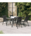 5 Piece Garden Dining Set Grey and Black