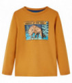 Kids' T-shirt with Long Sleeves Dark Ochre 116