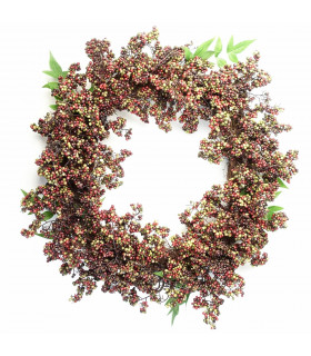 Artificial Hanging Black Berries Wreath 55cm Diameter Black Red Berries