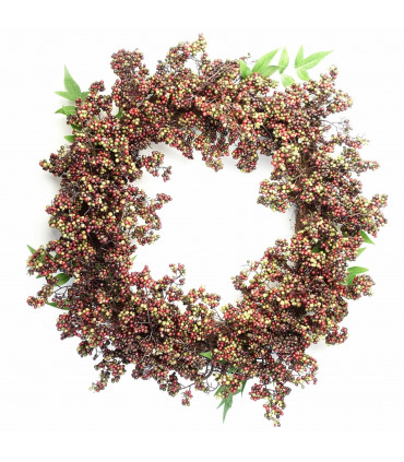 Artificial Hanging Black Berries Wreath 55cm Diameter Black Red Berries