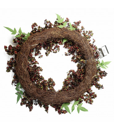 Artificial Hanging Black Berries Wreath 55cm Diameter Black Red Berries
