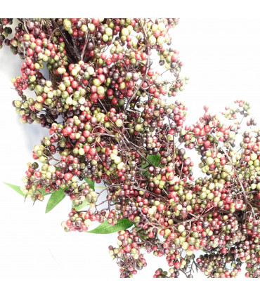 Artificial Hanging Black Berries Wreath 55cm Diameter Black Red Berries