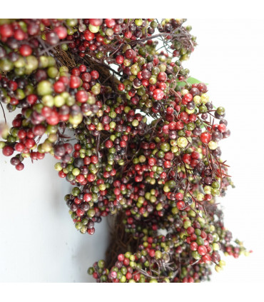 Artificial Hanging Black Berries Wreath 55cm Diameter Black Red Berries