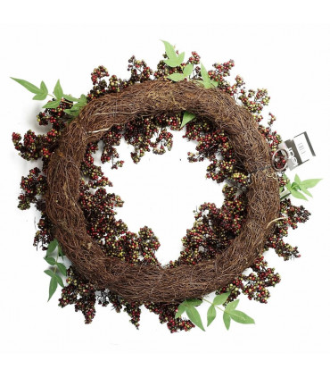 55cm Artificial Hanging Black Berries Wreath