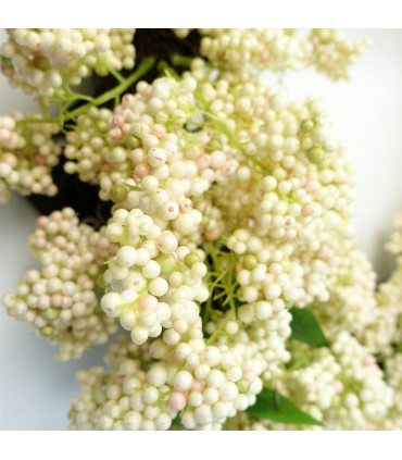 Leaf White 55cm Artificial Hanging White Berries Wreath 60cm Diameter