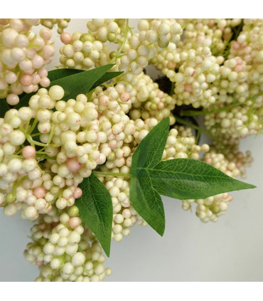 Leaf White 55cm Artificial Hanging White Berries Wreath 60cm Diameter