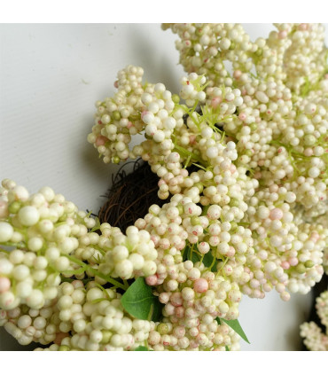 Leaf White 55cm Artificial Hanging White Berries Wreath 60cm Diameter