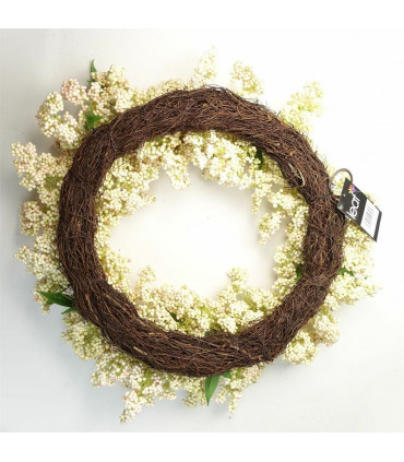 55cm Artificial Hanging White Berries Wreath