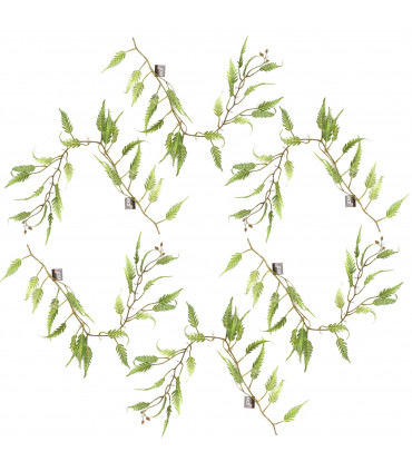 Artificial Hanging Trailing Fern Plant Green Large Leaf 125cm Pack of 6