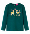 Kids' T-shirt with Long Sleeves Dark Green 140
