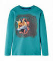 Kids' T-shirt with Long Sleeves Dark Aqua 104