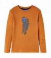 Kids' T-shirt with Long Sleeves Dark Ochre 140