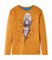 Kids' T-shirt with Long Sleeves Dark Ochre 140