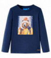 Kids' T-shirt with Long Sleeves Navy Melange 92