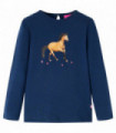 Kids' T-shirt with Long Sleeves Navy Blue 128