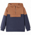 Kids' Hooded Sweatshirt with Half Zip Anthracite and Cognac 140