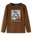Kids' T-shirt with Long Sleeves Cognac Melange 140