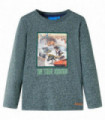 Kids' T-shirt with Long Sleeves Dark Green Melange 140