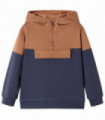 Kids' Hooded Sweatshirt with Half Zip Anthracite and Cognac 92