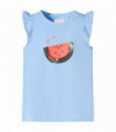 Kids' T-shirt with Ruffle Sleeves Light Blue 128