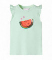 Kids' T-shirt with Ruffle Sleeves Soft Green 140