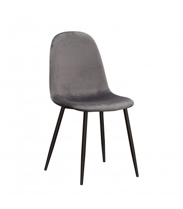 GREY FABRIC CHAIR BLACK METAL LEGS