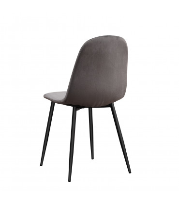 GREY FABRIC CHAIR BLACK METAL LEGS