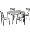 HOMCOM 5 Pieces Dining Room Sets, Kitchen Table and Chairs Set 4 with Marble Top