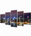 Canvas Wall Print Set Colourful New York Skyline 100 x 50 cm