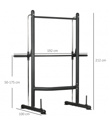 HOMCOM Adjustable Squat Rack with Pull Up Bar and Barbell Bar for Home Gym