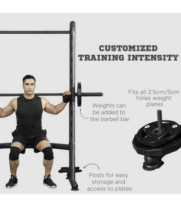 HOMCOM Adjustable Squat Rack with Pull Up Bar and Barbell Bar for Home Gym