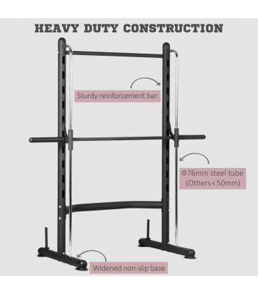 HOMCOM Adjustable Squat Rack with Pull Up Bar and Barbell Bar for Home Gym