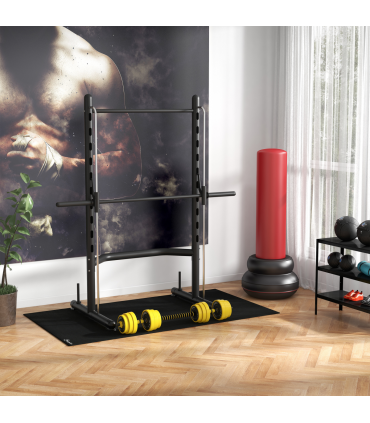 HOMCOM Adjustable Squat Rack with Pull Up Bar and Barbell Bar for Home Gym