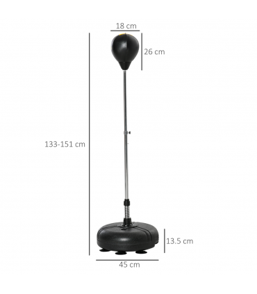 HOMCOM Punching Bag with Stand Boxing Bag Set with Adjustable Height Black, Gold