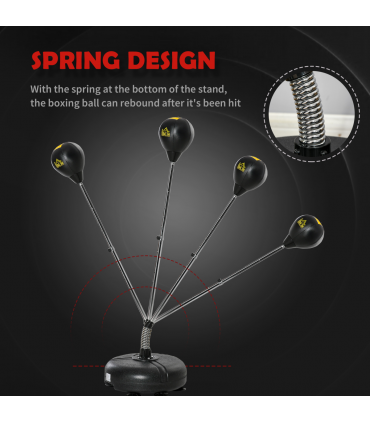 HOMCOM Punching Bag with Stand Boxing Bag Set with Adjustable Height Black, Gold