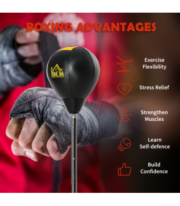 HOMCOM Punching Bag with Stand Boxing Bag Set with Adjustable Height Black, Gold