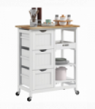 HOMCOM Rolling Kitchen Island Cart, Bar Serving Cart, Compact Trolley White
