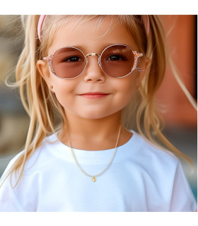 Girls Gold Mini Puff Heart Necklace