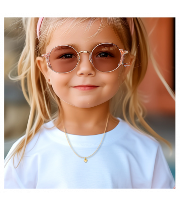 Girls Gold Mini Puff Heart Necklace