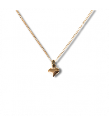 Girls Gold Mini Puff Heart Necklace