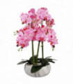 60cm Orchid Artificial Pink - Marble Effect Ceramic Planter