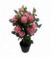 60cm Premium Rose Bush Pink Silk Flowers and Leaves