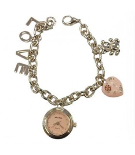 Imperial Ladies Girls Mini Dial with Hanging LOVE Charms on Bracelet Strap Watch Gift Set IMP753(AL) - CLEARANCE NEEDS RE-BATTERY